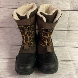 Eddie Bauer Women's Sherpa Fleece Boots Brown Black US Size 5M EUC! FAST SHIP!!